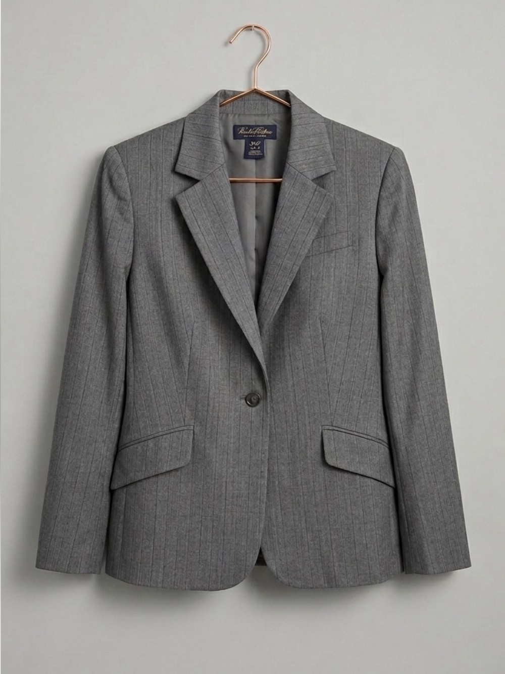 Brooks Brothers 346 Gray Pinstripe Wool Blazer Suit Jacket Career Size 10